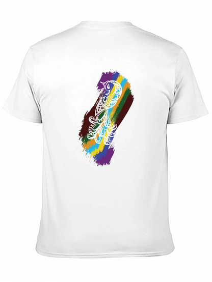 Camiseta Negra Hombre - Diseño Pájaro Arcoíris