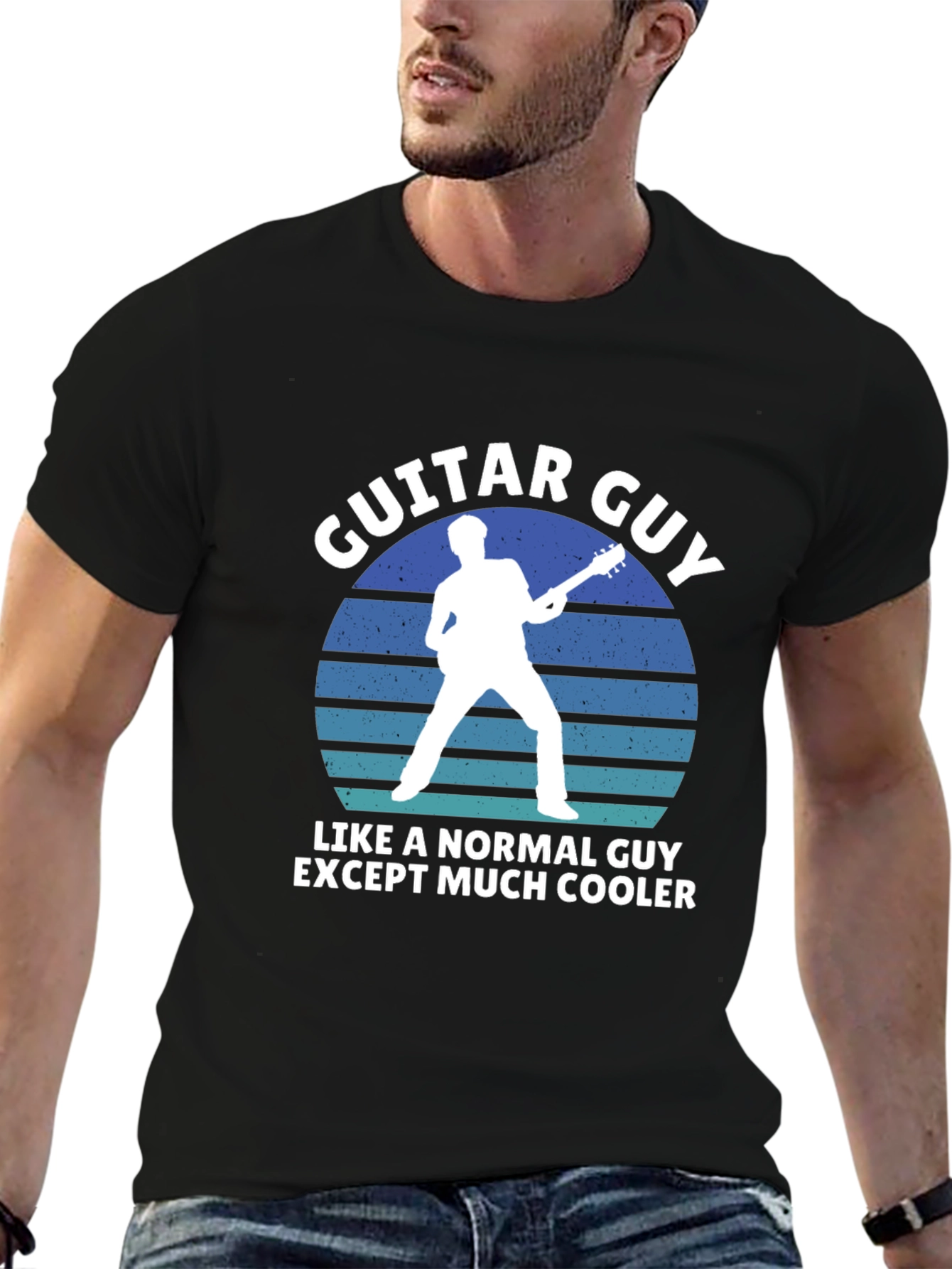 Camiseta Negra Guitar Guy Diseño Original