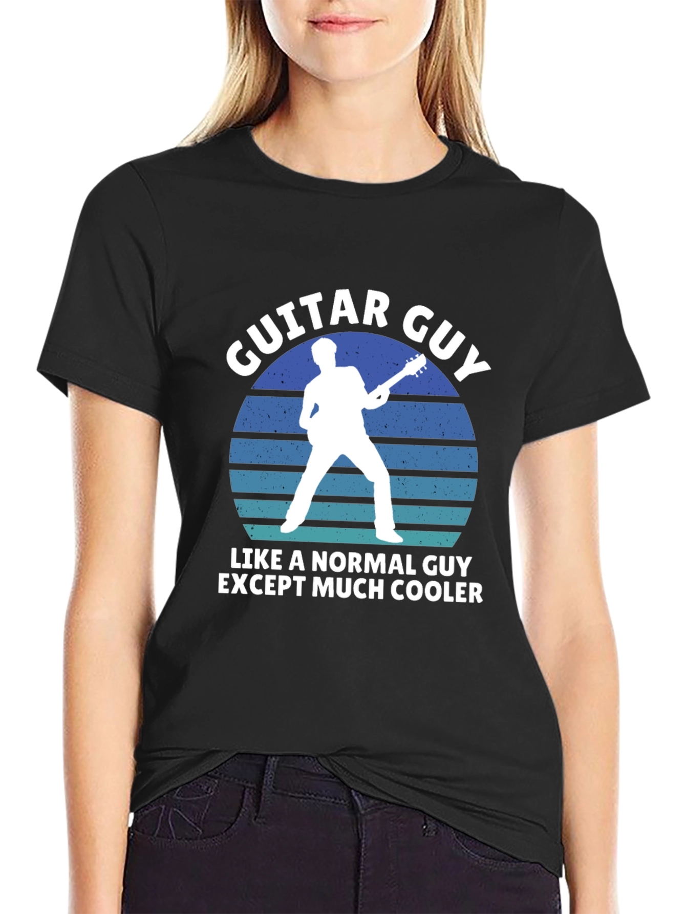 Camiseta Negra Guitar Guy Diseño Original