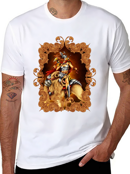 Camiseta Negra con Diseño Guerrero Medieval