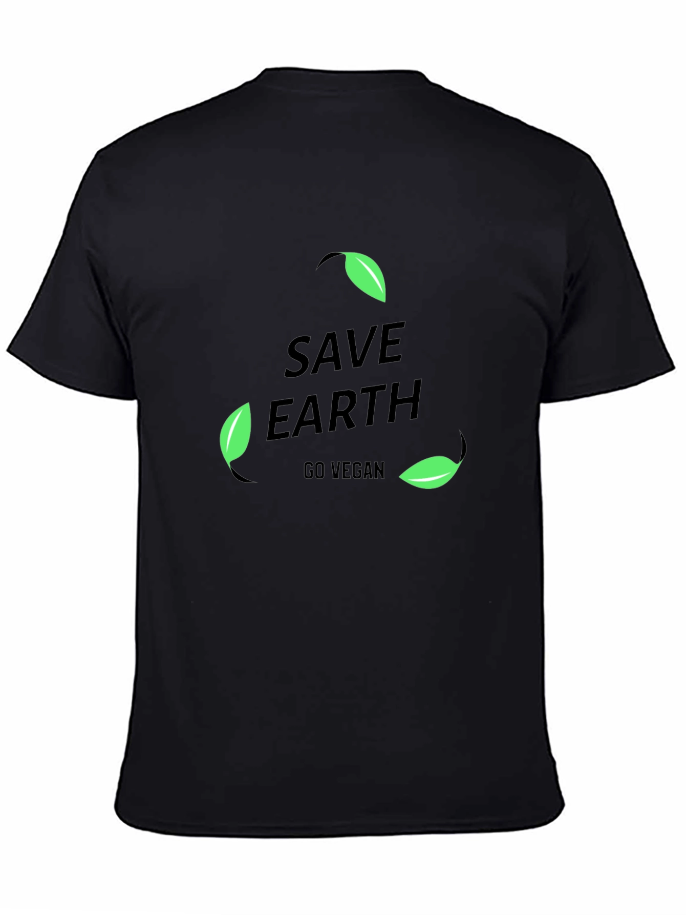 Camiseta Negra Save Earth Go Vegan para Hombre