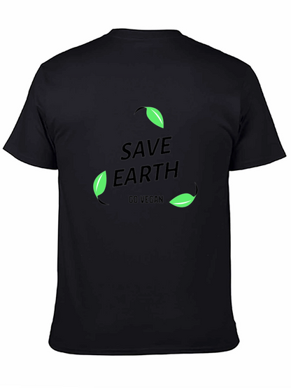Camiseta Negra Save Earth Go Vegan para Hombre