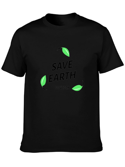 Camiseta Negra Save Earth Go Vegan para Hombre