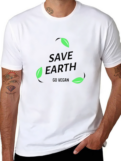 Camiseta Negra Save Earth Go Vegan para Hombre