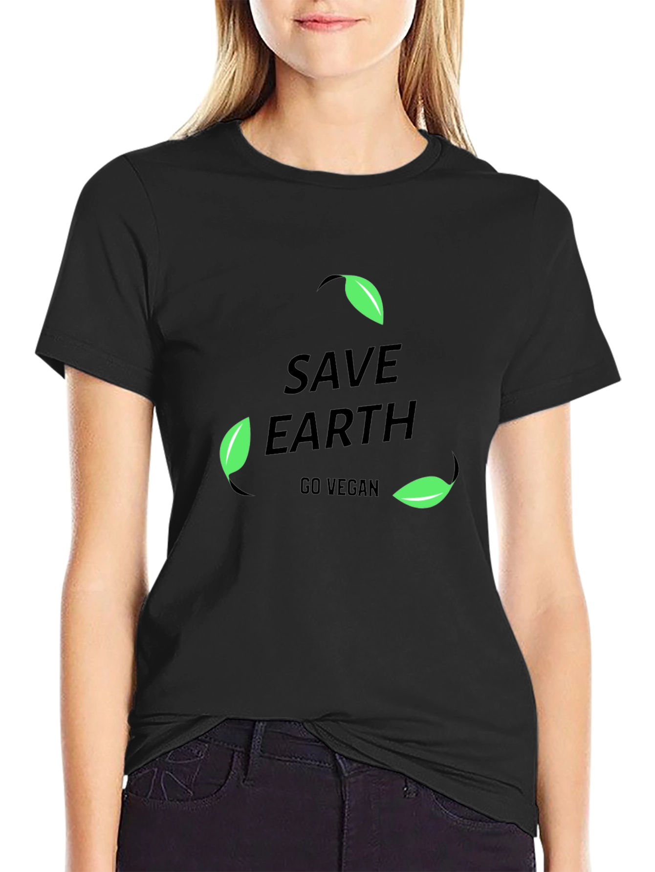 Camiseta Negra Save Earth Go Vegan para Hombre