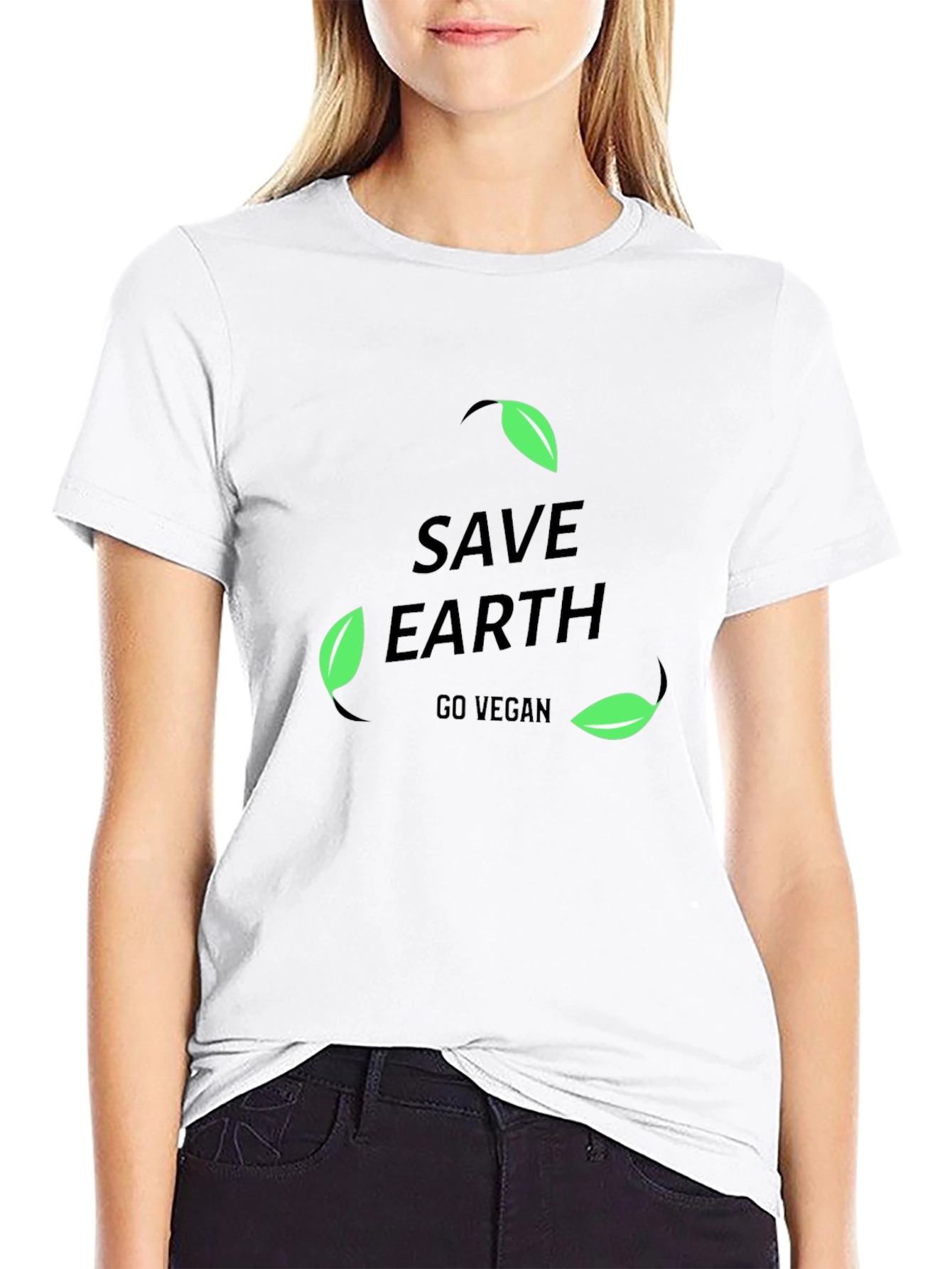 Camiseta Negra Save Earth Go Vegan para Hombre