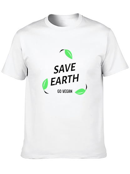Camiseta Negra Save Earth Go Vegan para Hombre