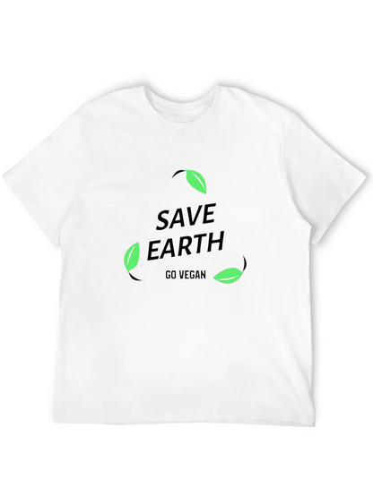 Camiseta Negra Save Earth Go Vegan para Hombre