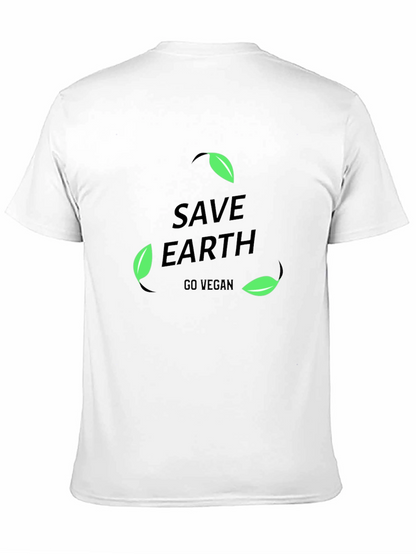 Camiseta Negra Save Earth Go Vegan para Hombre