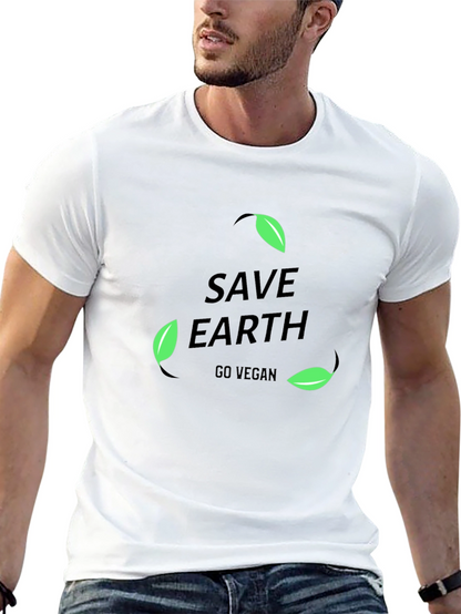 Camiseta Negra Save Earth Go Vegan para Hombre