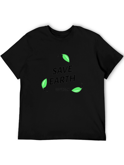 Camiseta Negra Save Earth Go Vegan para Hombre