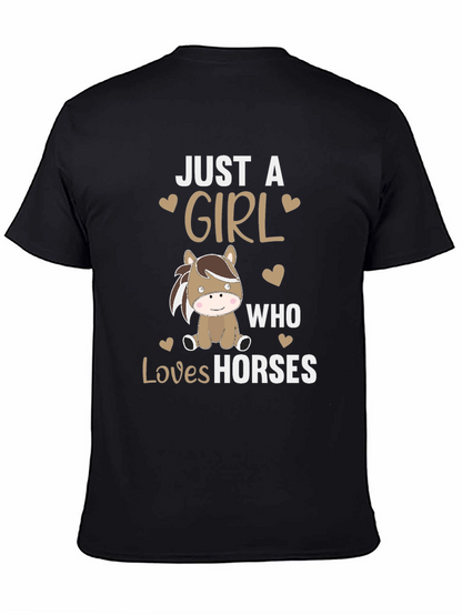 Camiseta Negra Just A Girl Who Loves Horses