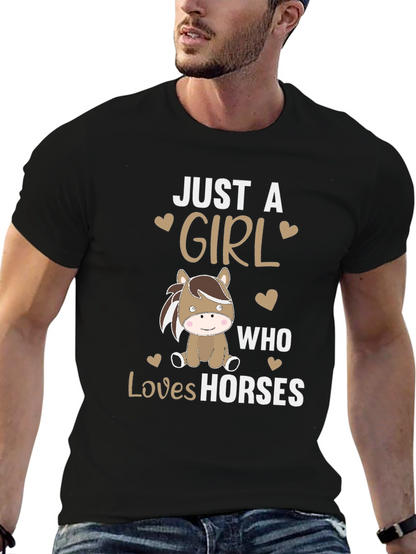 Camiseta Negra Just A Girl Who Loves Horses