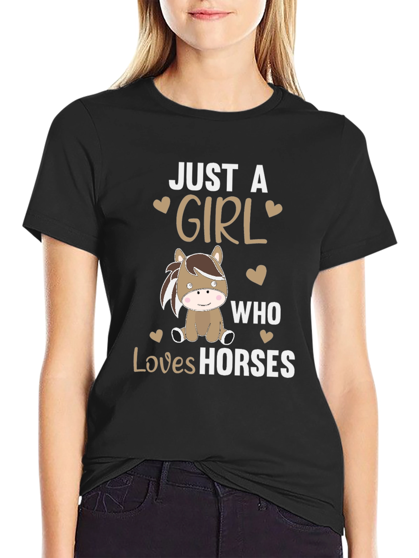 Camiseta Negra Just A Girl Who Loves Horses