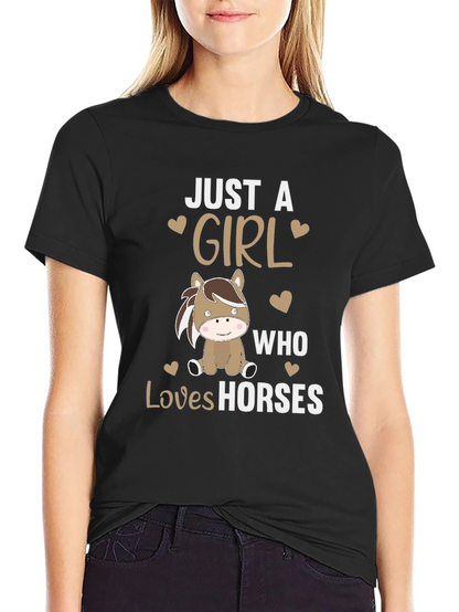 Camiseta Negra Just A Girl Who Loves Horses