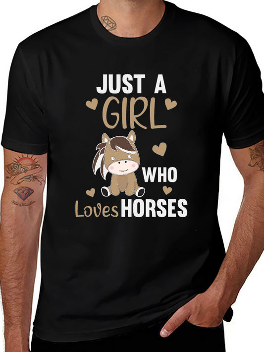 Camiseta Negra Just A Girl Who Loves Horses