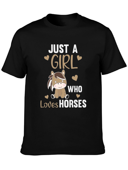 Camiseta Negra Just A Girl Who Loves Horses