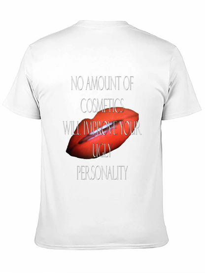 Camiseta Negra con Diseño Labios Rojos y Frase