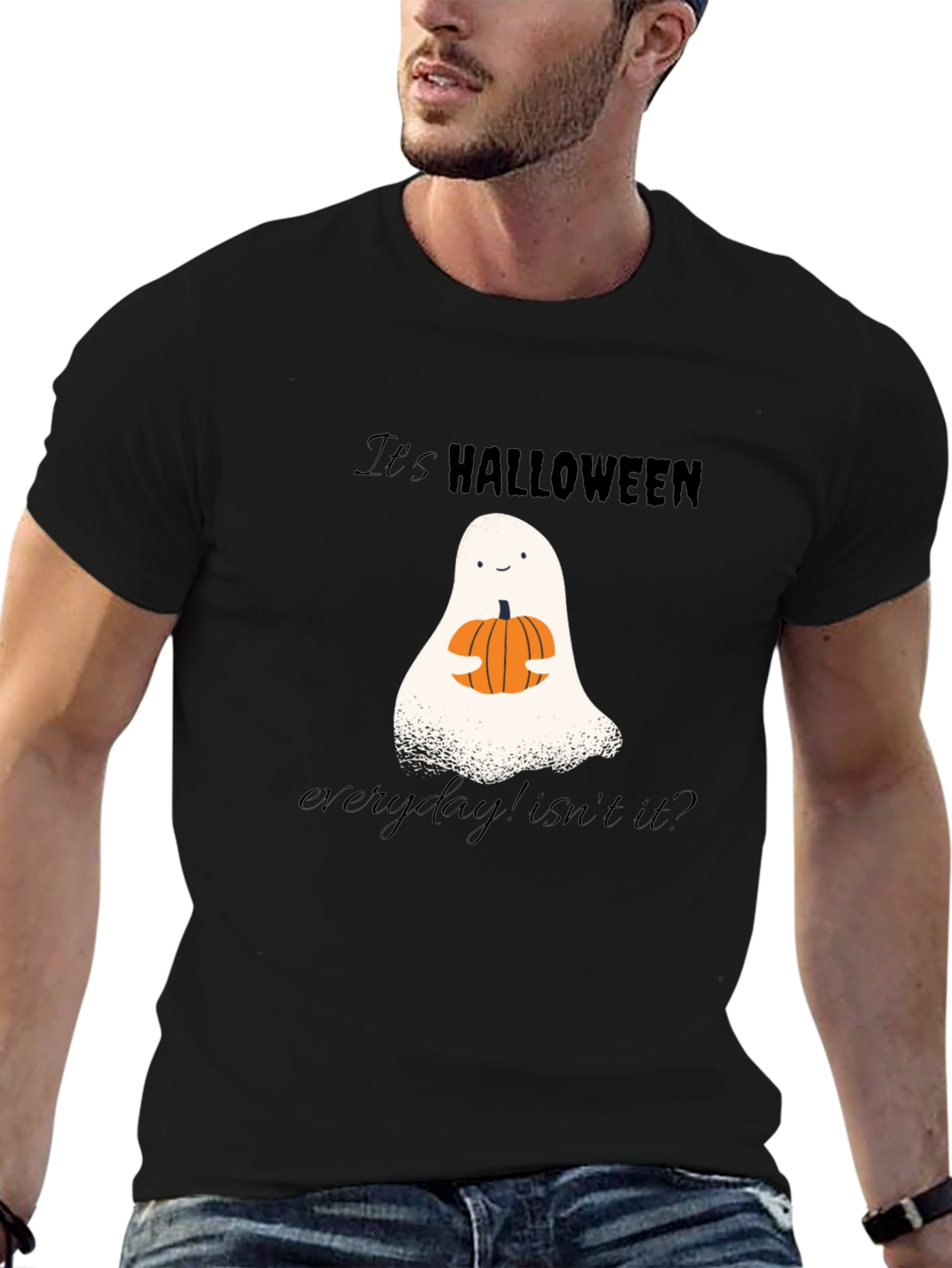 Camiseta Halloween Fantasma y Calabaza