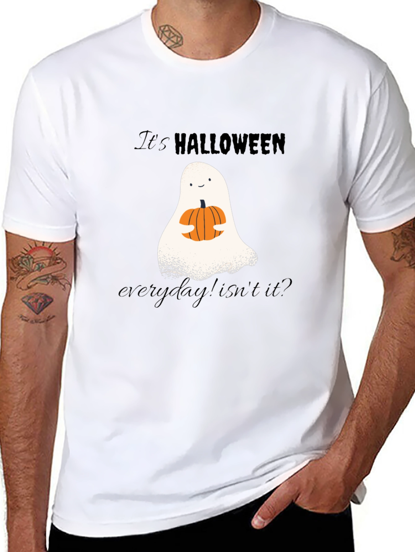 Camiseta Halloween Fantasma y Calabaza