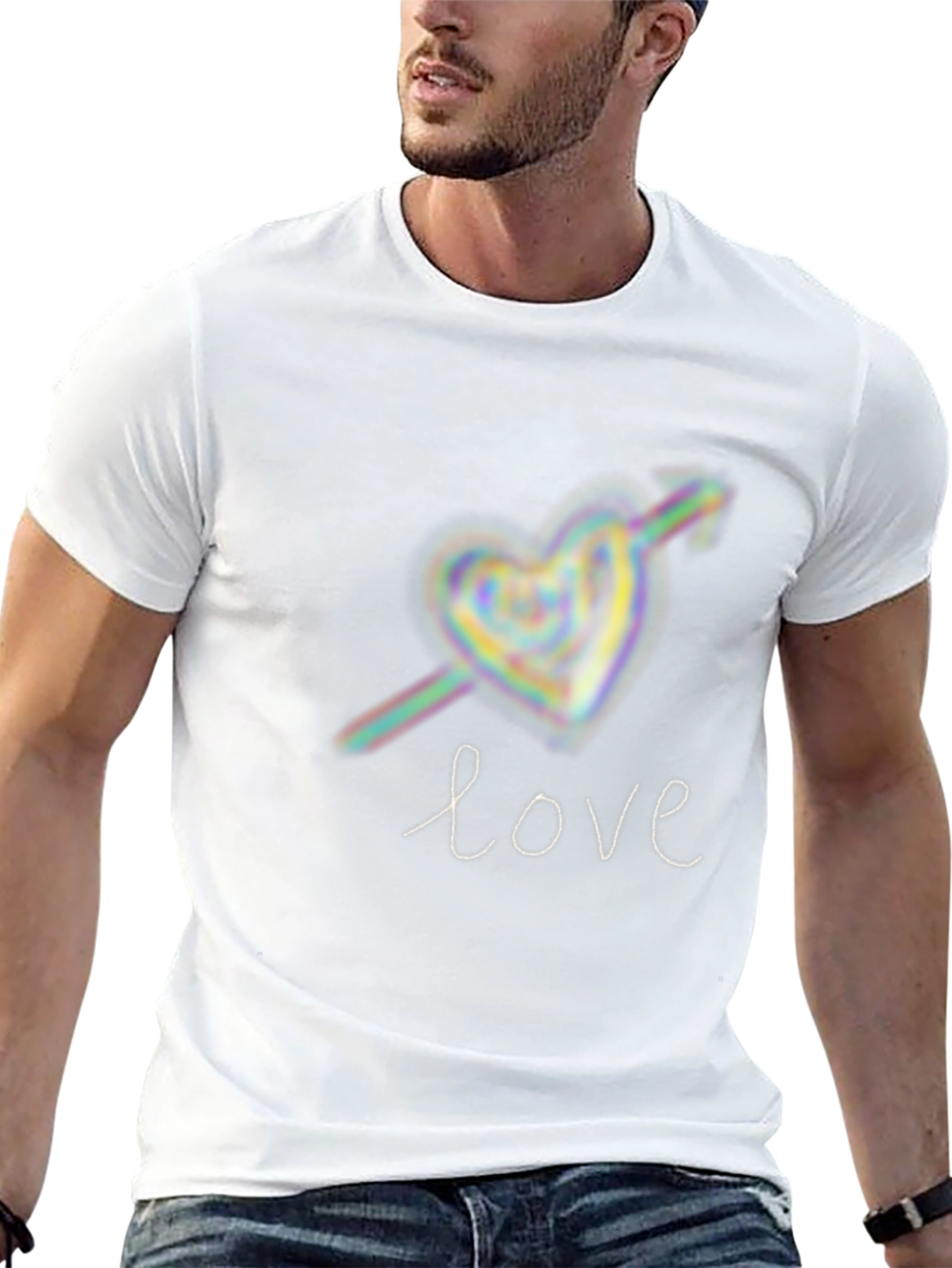 Camiseta Negra Love Flecha Corazón Unisex