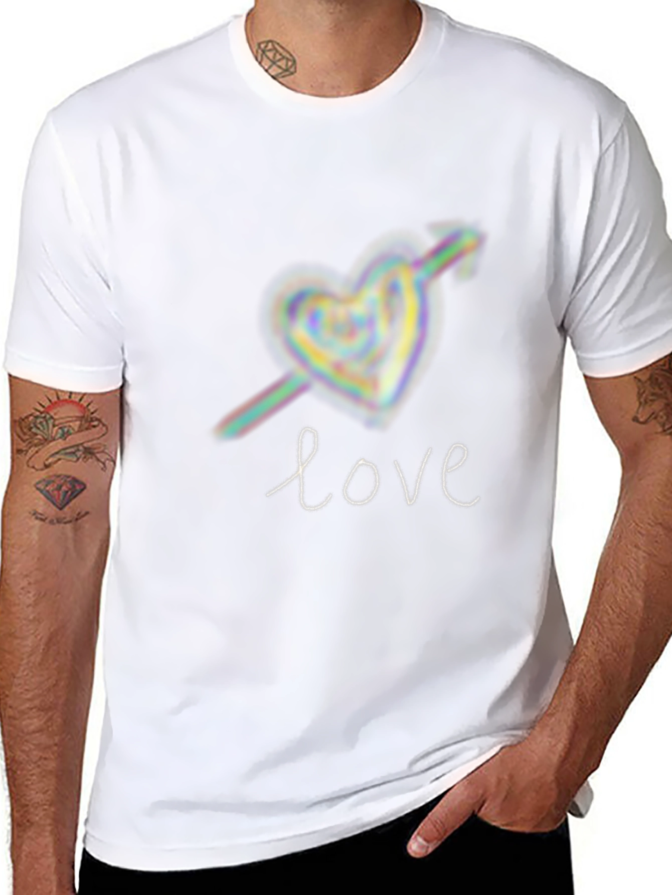 Camiseta Negra Love Flecha Corazón Unisex