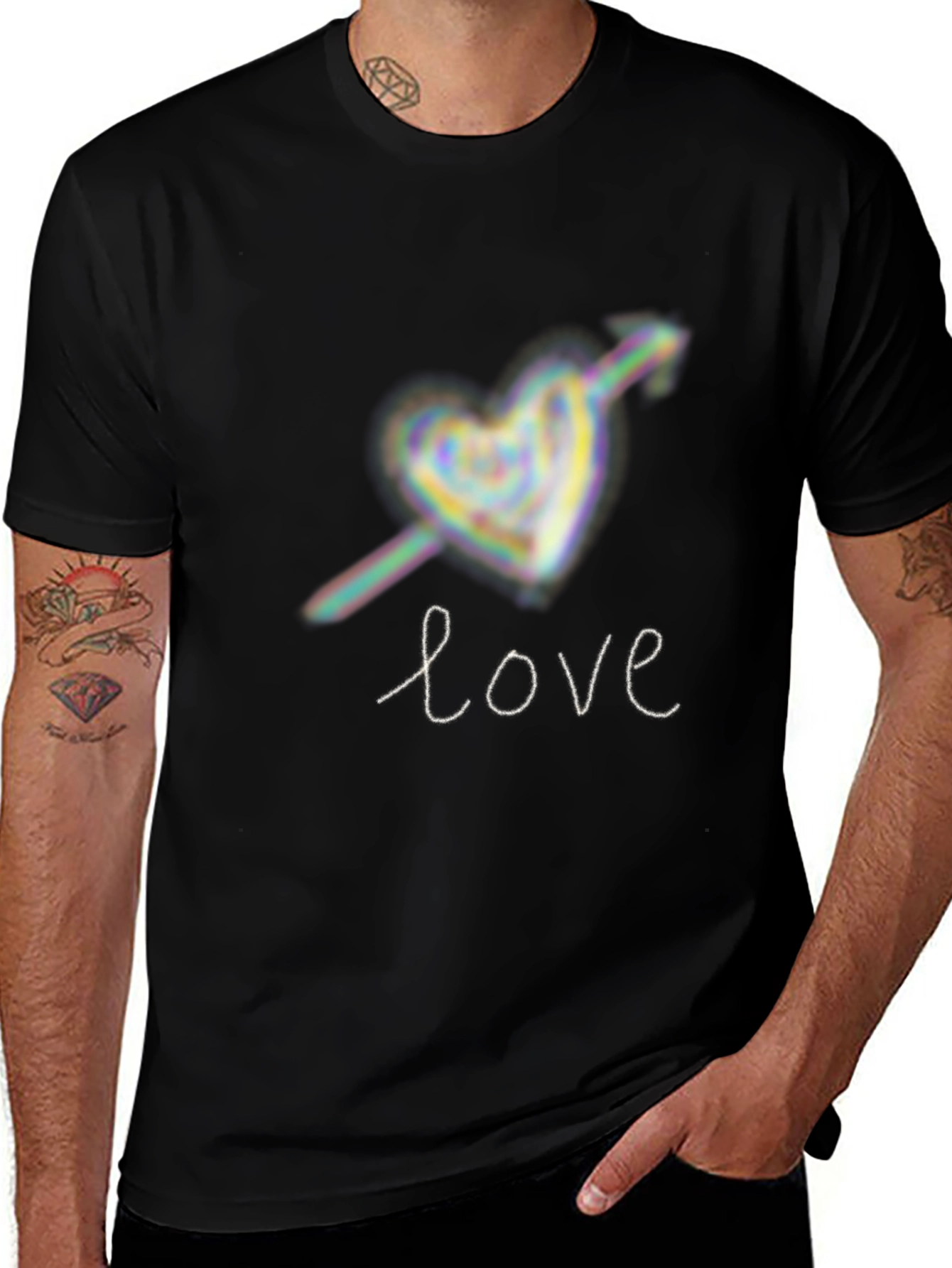 Camiseta Negra Love Flecha Corazón Unisex