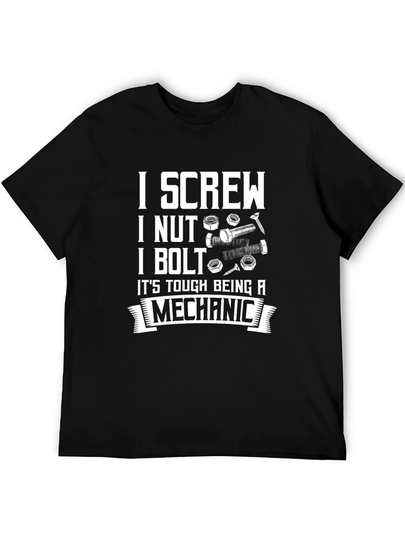Camiseta Negra: Screw Nut Bolt - Mecánico
