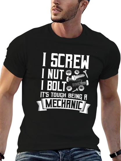 Camiseta Negra: Screw Nut Bolt - Mecánico