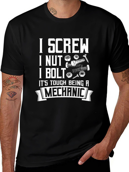 Camiseta Negra: Screw Nut Bolt - Mecánico