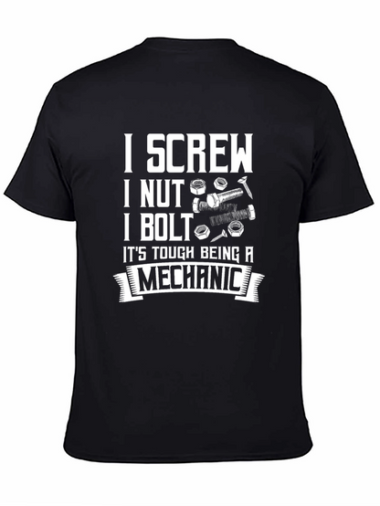 Camiseta Negra: Screw Nut Bolt - Mecánico