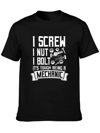 Camiseta Negra: Screw Nut Bolt - Mecánico