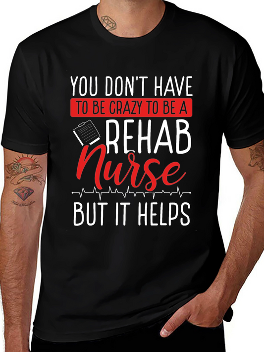 Camiseta Negra: Rehab Nurse - Crazy Helps