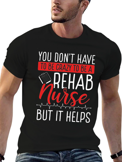 Camiseta Negra: Rehab Nurse - Crazy Helps