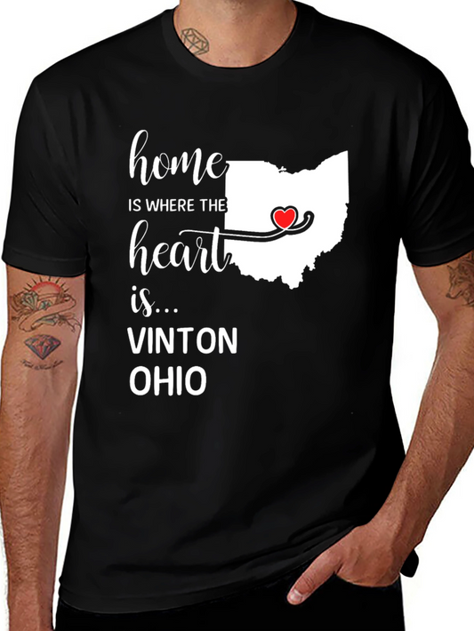Camiseta Negra Ohio Home Is Where The Heart Is Vinton