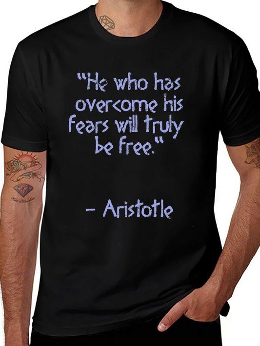 Camiseta Negra con Cita Inspiradora de Aristóteles