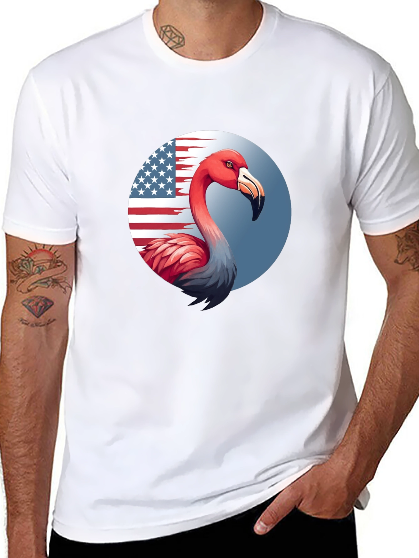 Camiseta Negra con Flamenco Patriótico