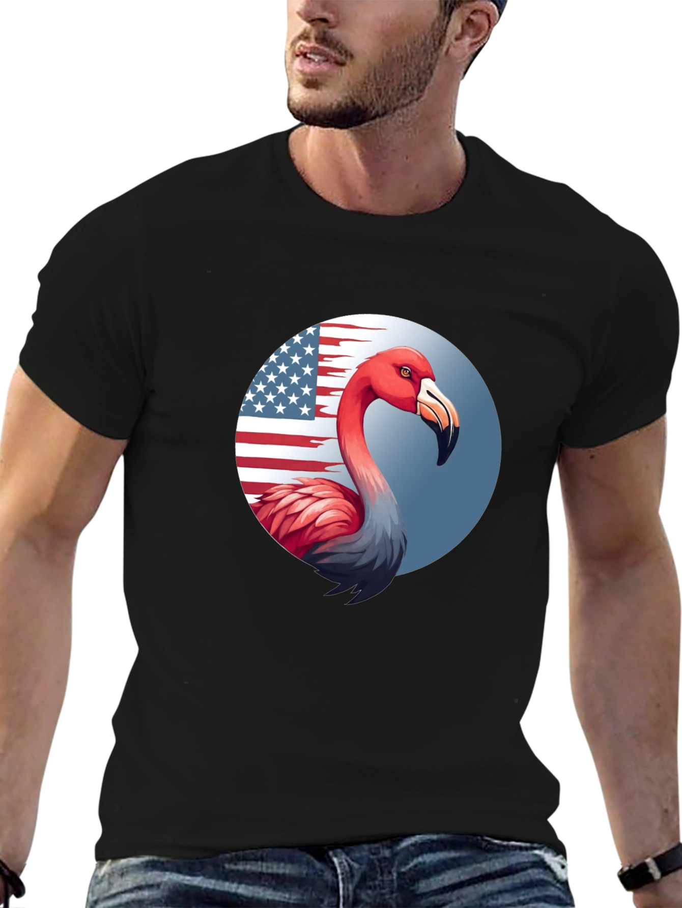 Camiseta Negra con Flamenco Patriótico