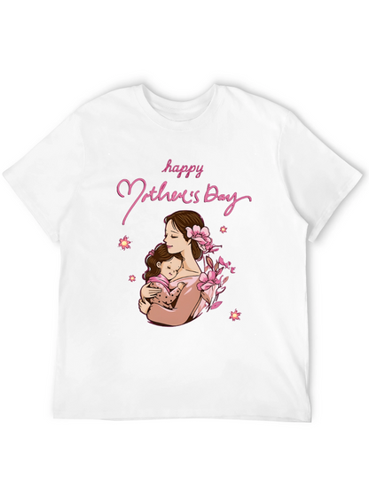 Camiseta Negra Feliz Día de la Madre Algodón