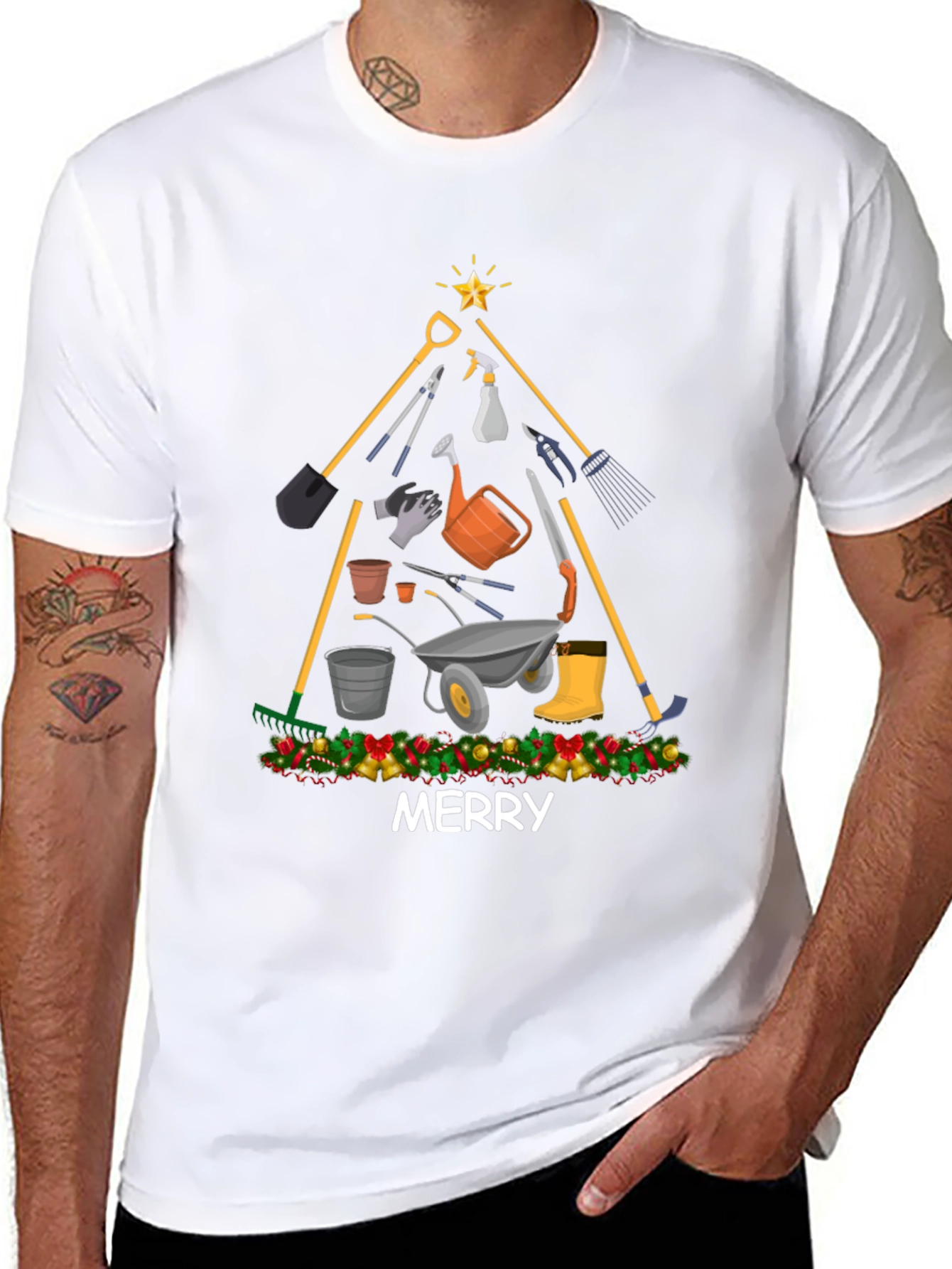 Camiseta Navideña Jardinería: Feliz Navidad