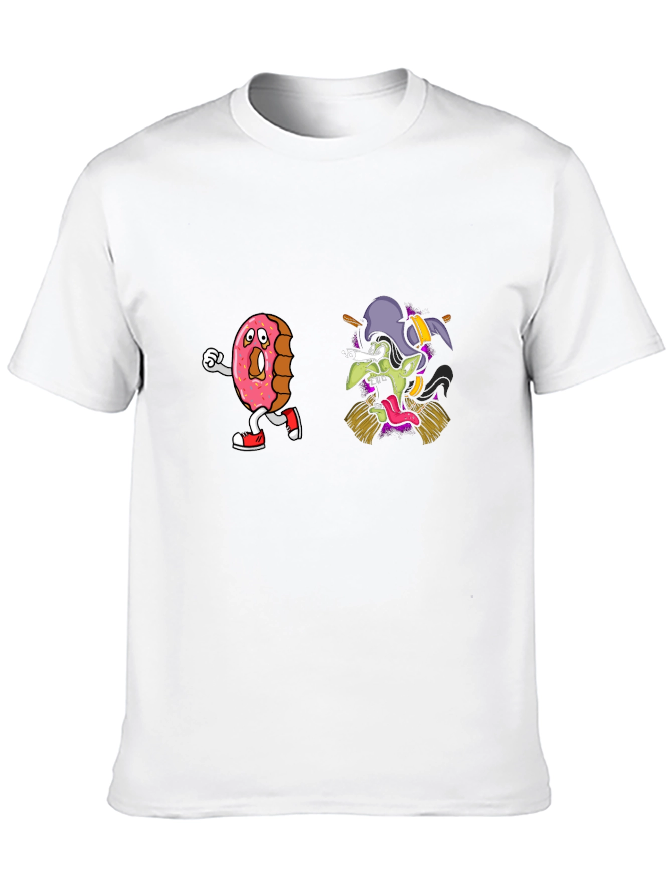 Camiseta Negra con Diseño Divertido de Dona y Bruja