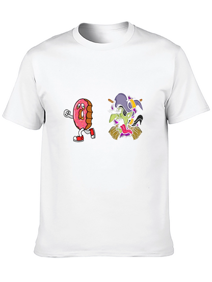Camiseta Negra con Diseño Divertido de Dona y Bruja