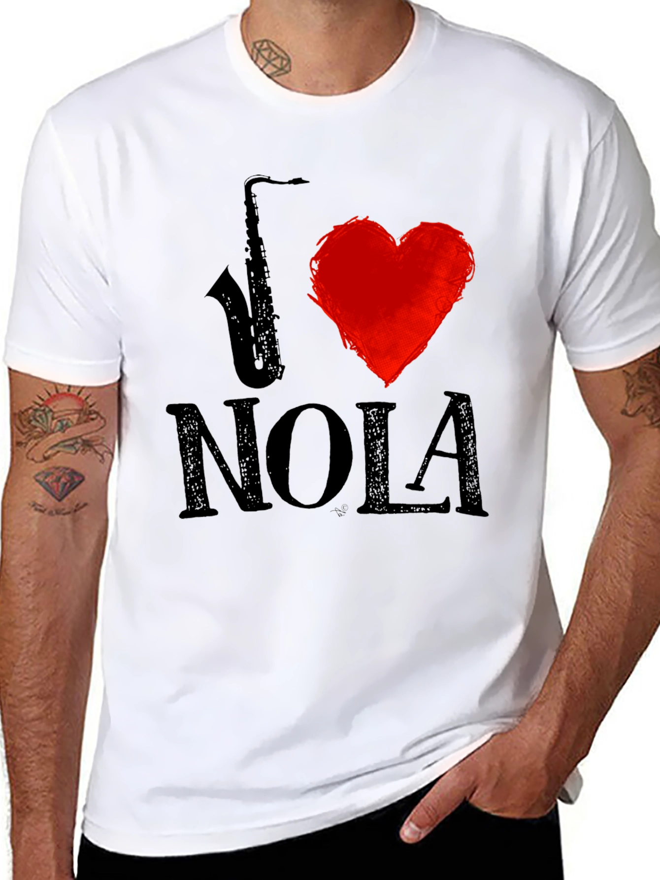 Camiseta Hombre I Saxophone ❤️ NOLA Negra