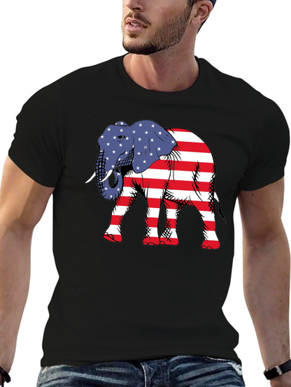 Camiseta Negra con Elefante Patriótico