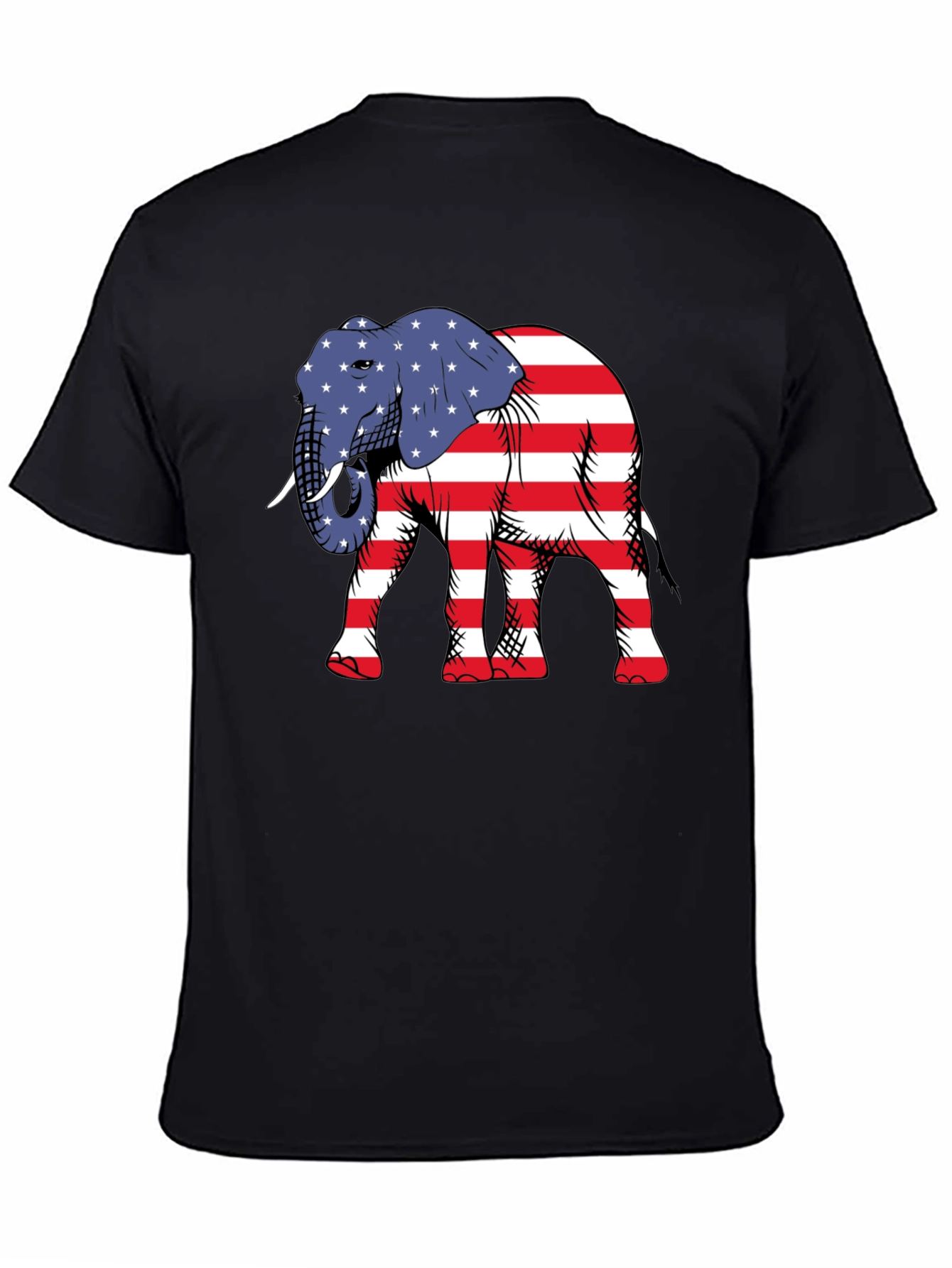Camiseta Negra con Elefante Patriótico
