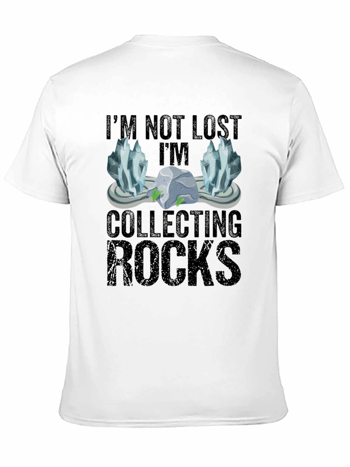 Camiseta Negra Coleccionando Rocas para Aventureros