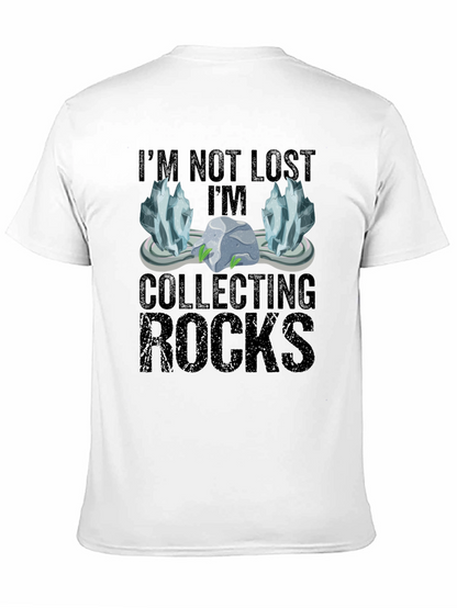 Camiseta Negra Coleccionando Rocas para Aventureros