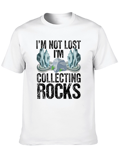 Camiseta Negra Coleccionando Rocas para Aventureros