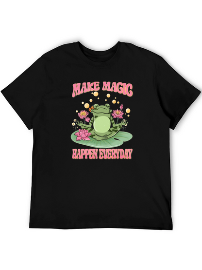 Camiseta Negra: Rana Mágica y Loto