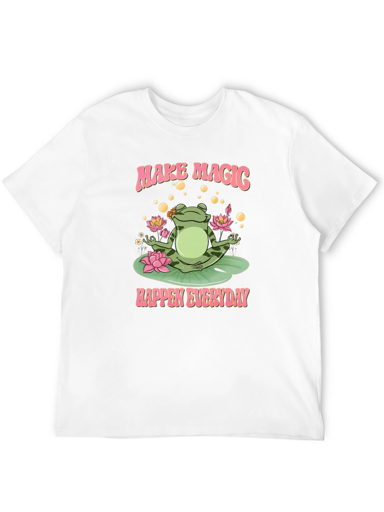 Camiseta Negra: Rana Mágica y Loto